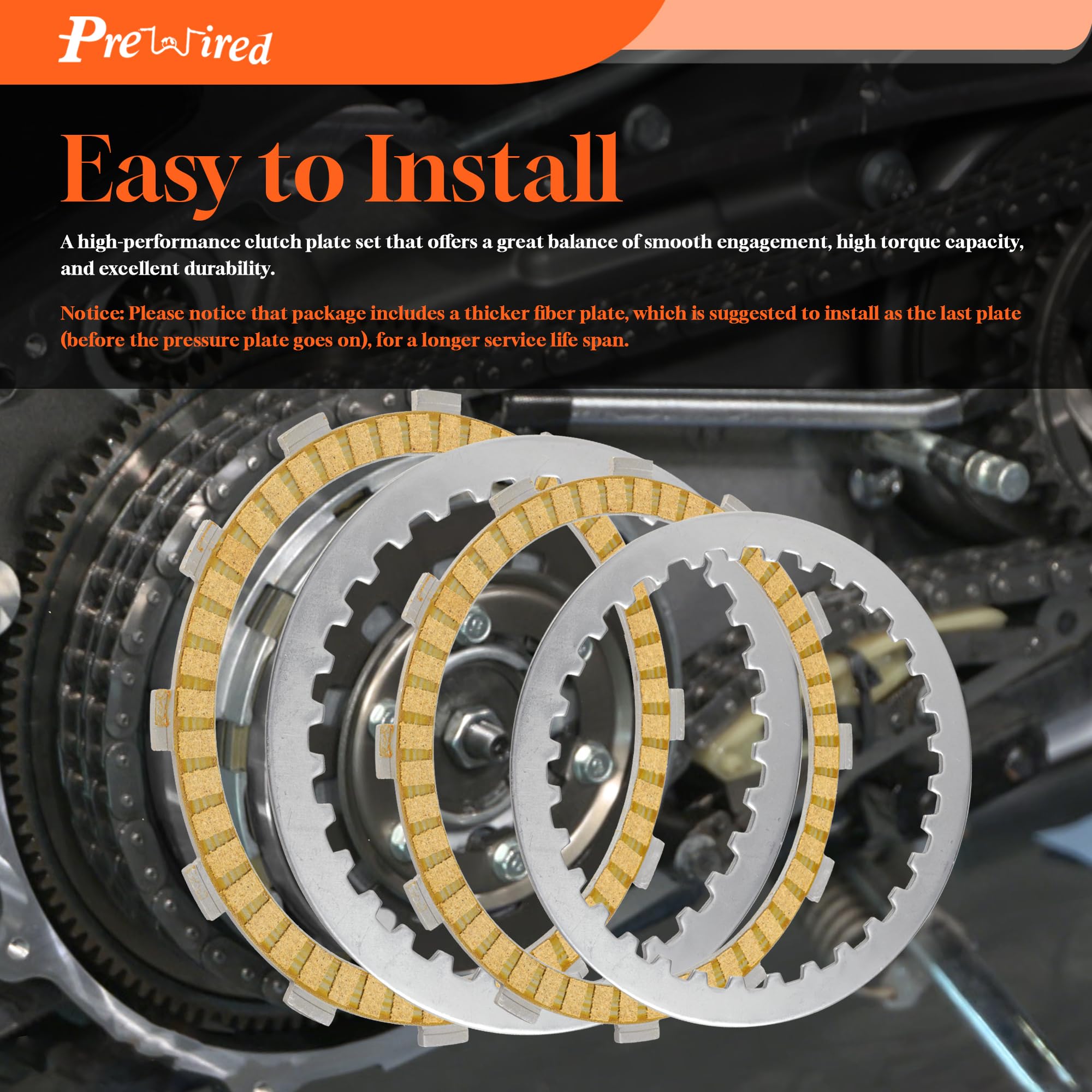 Prewired clutch plates next to ruler showing scale for fit verification and easy part matching
