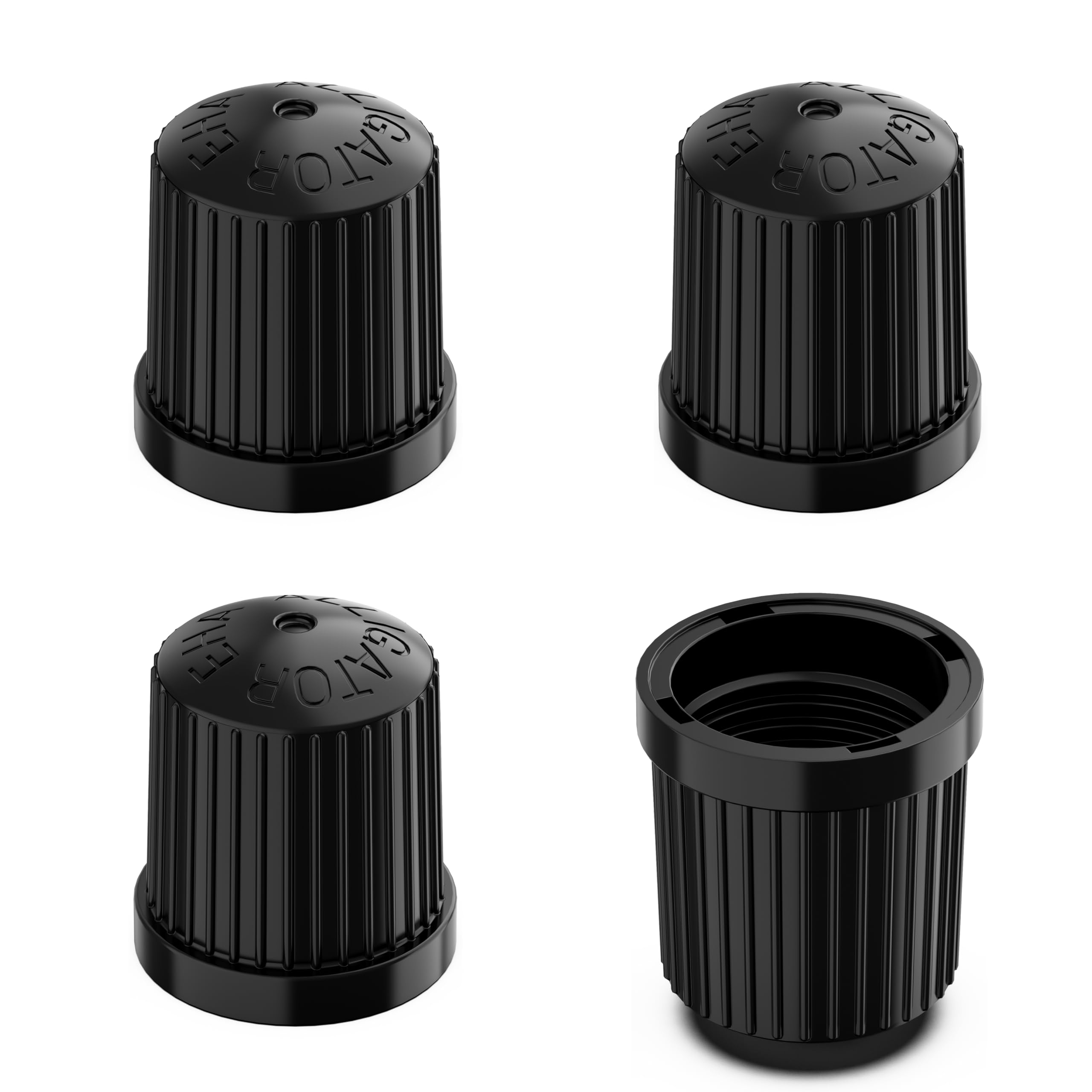 Prime Ave front view of 4-pack showing sleek black caps and benefit of protection