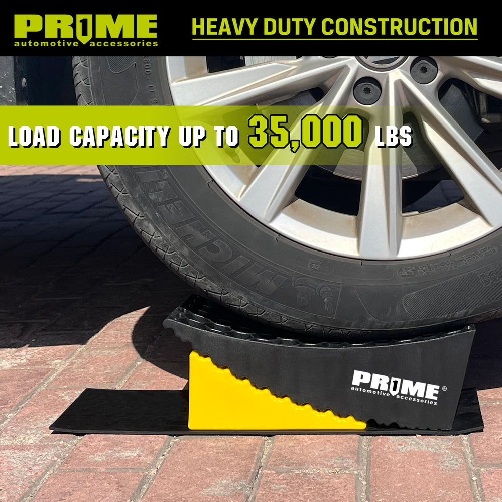 Prime 1 label and specs closeup communicating weight and tire capacity benefit