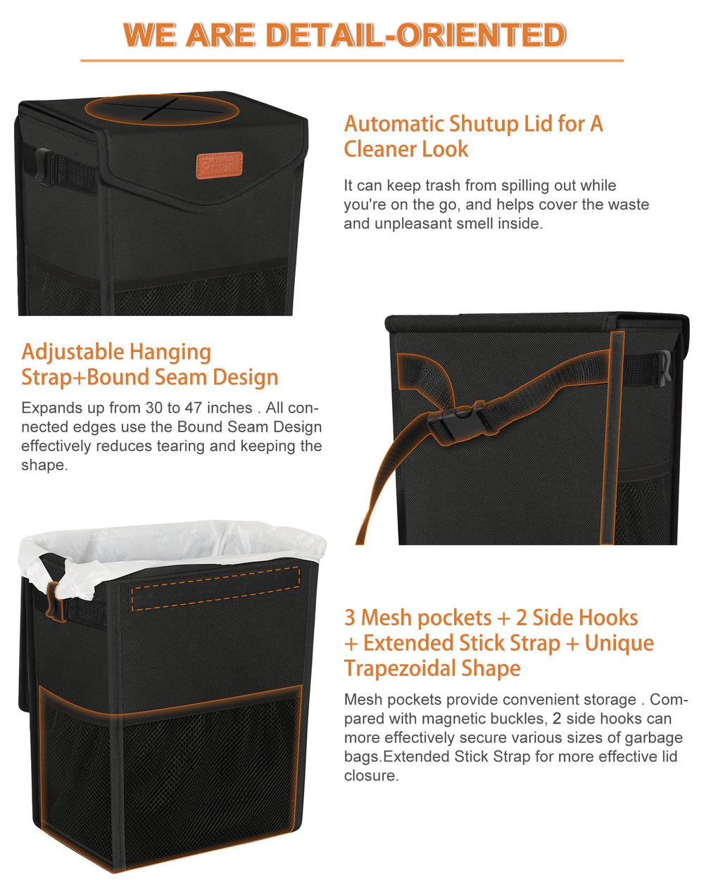 Pritent hanging on headrest showing secure hands‑free placement benefit