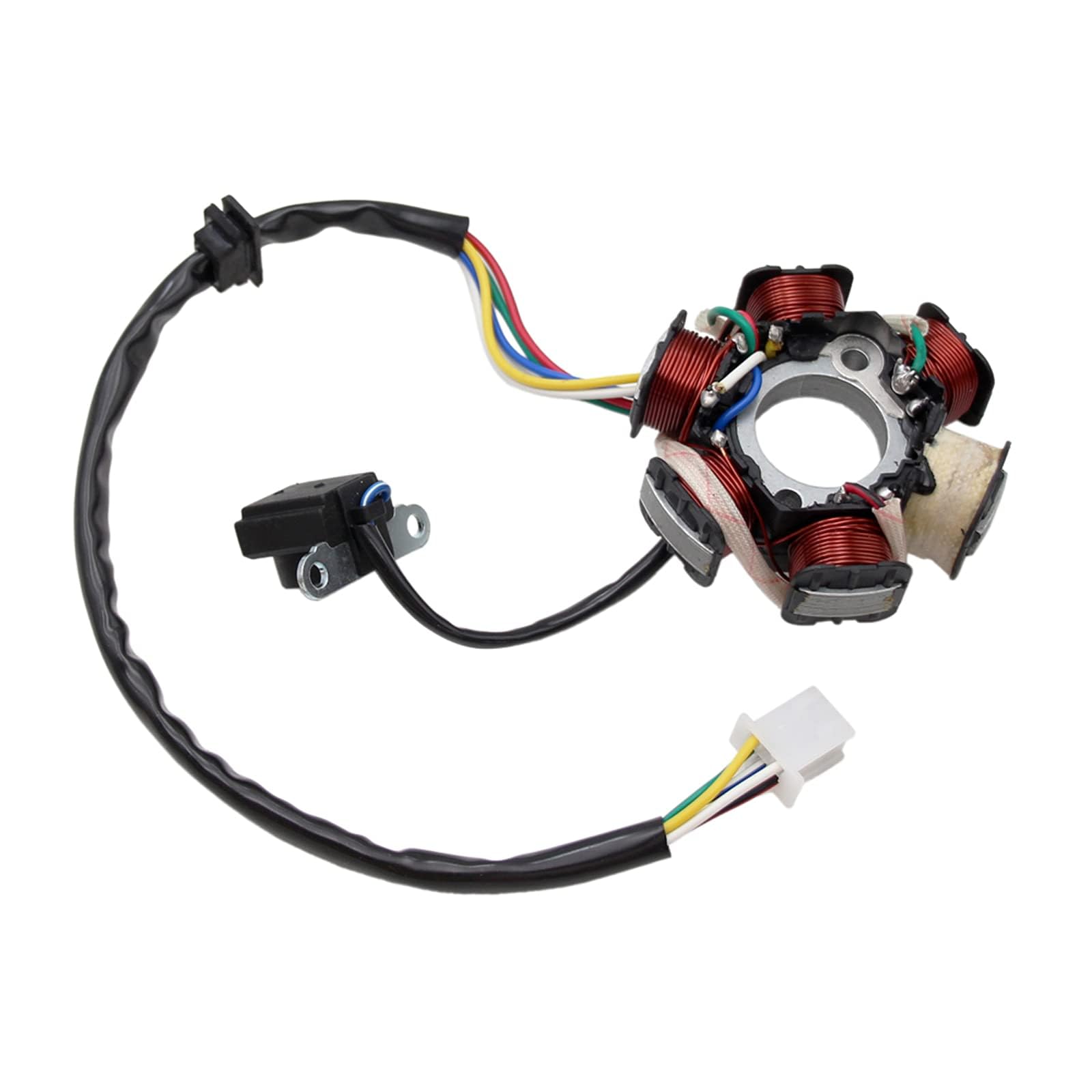 PRO BAT stator installed on a GY6 engine demonstrating fit and alignment