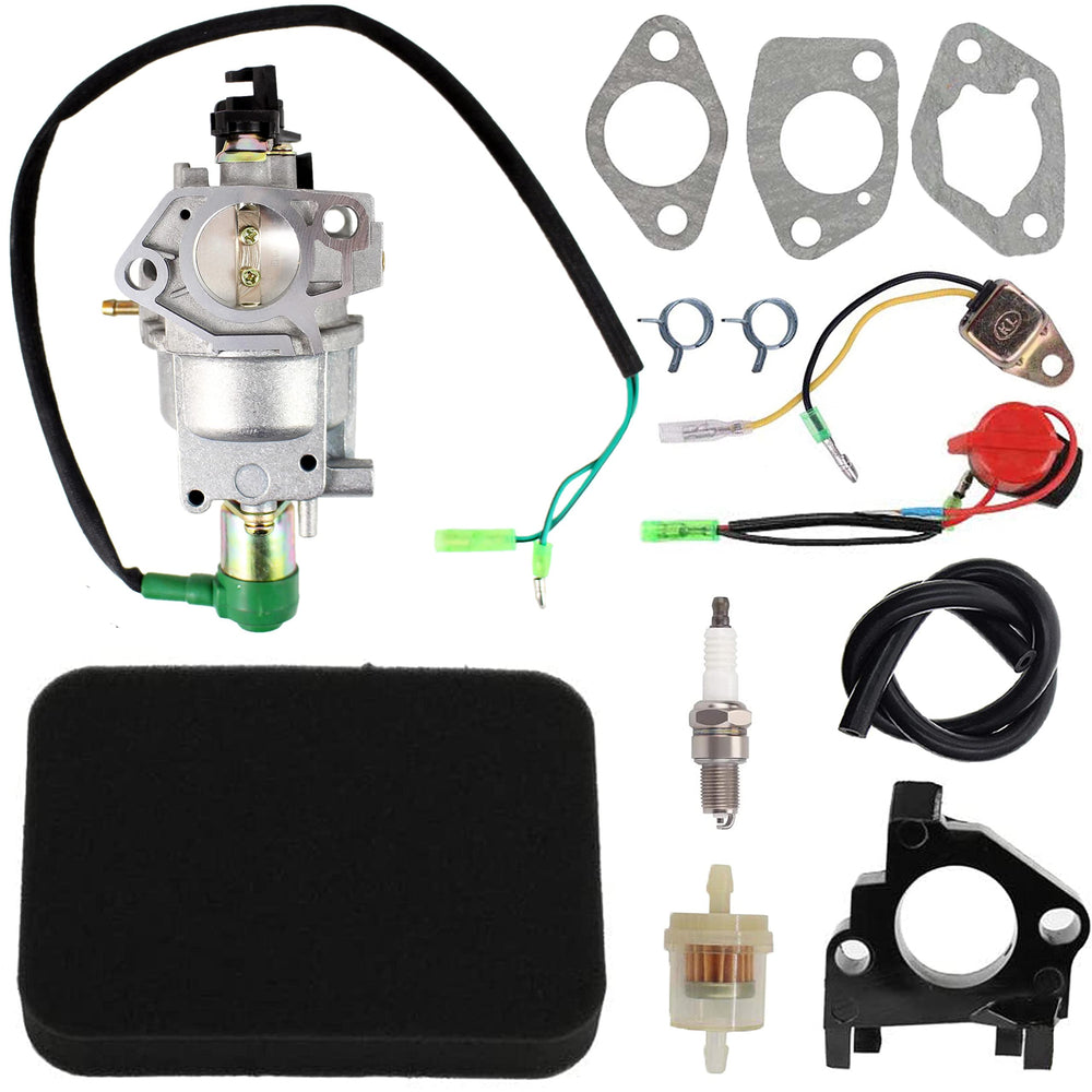 Pro Chaser EB5000X carburetor front view showing mounting ports and fuel inlet, quick replacement benefit