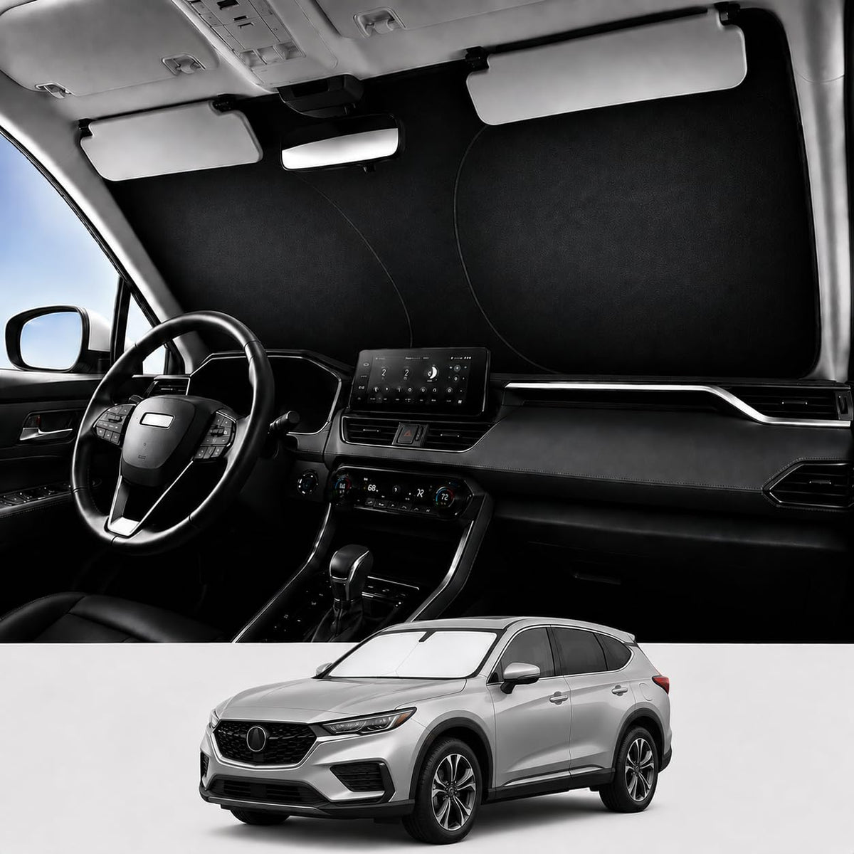 Proadsy Acura RDX front view showing full windshield coverage and sun protection