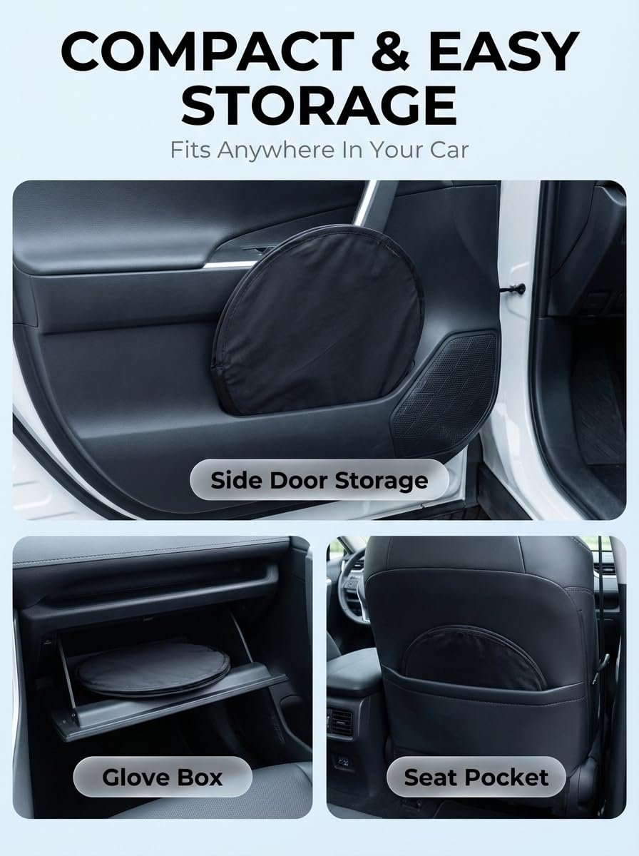 Proadsy in a parked BMW X6 at a campsite demonstrates privacy and sun-blocking benefit