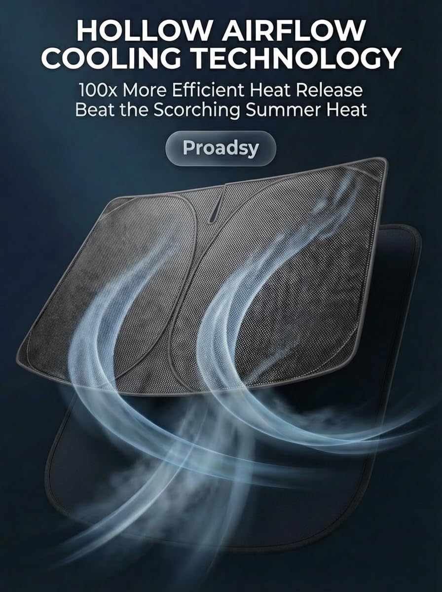 Proadsy folded shade in included pouch for compact storage convenience