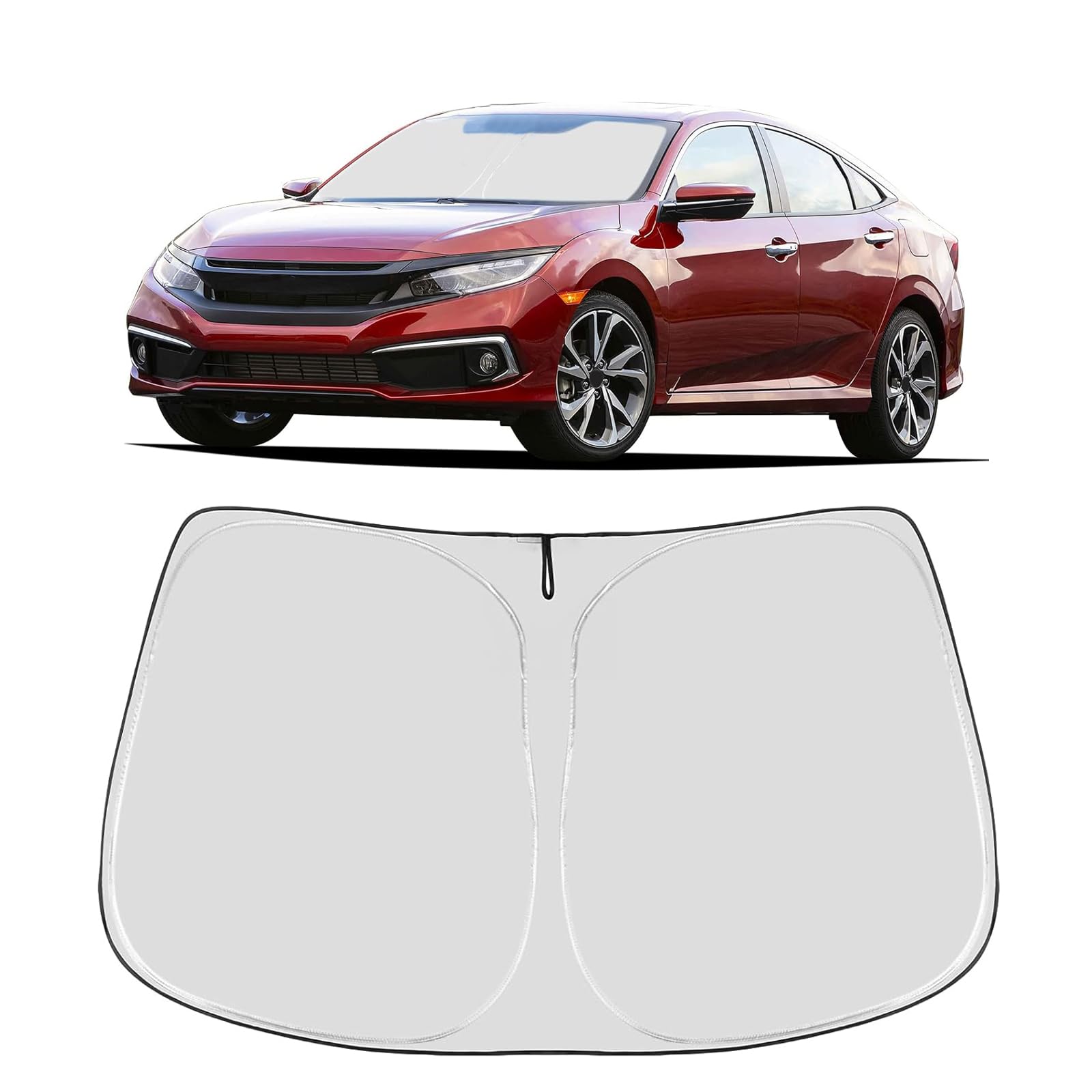 Proadsy front view of custom-fit shade showing full Civic coverage and easy installation