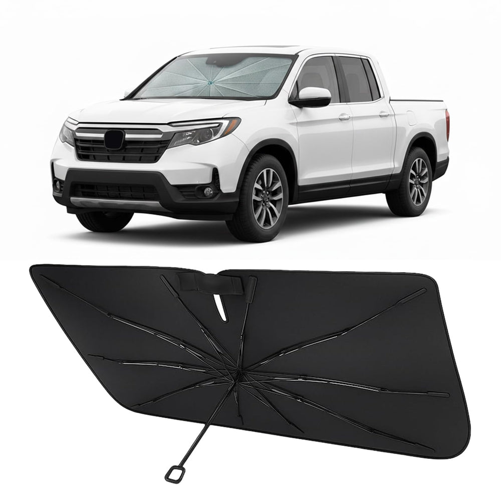 Proadsy installed front view showing full windshield coverage and sun protection