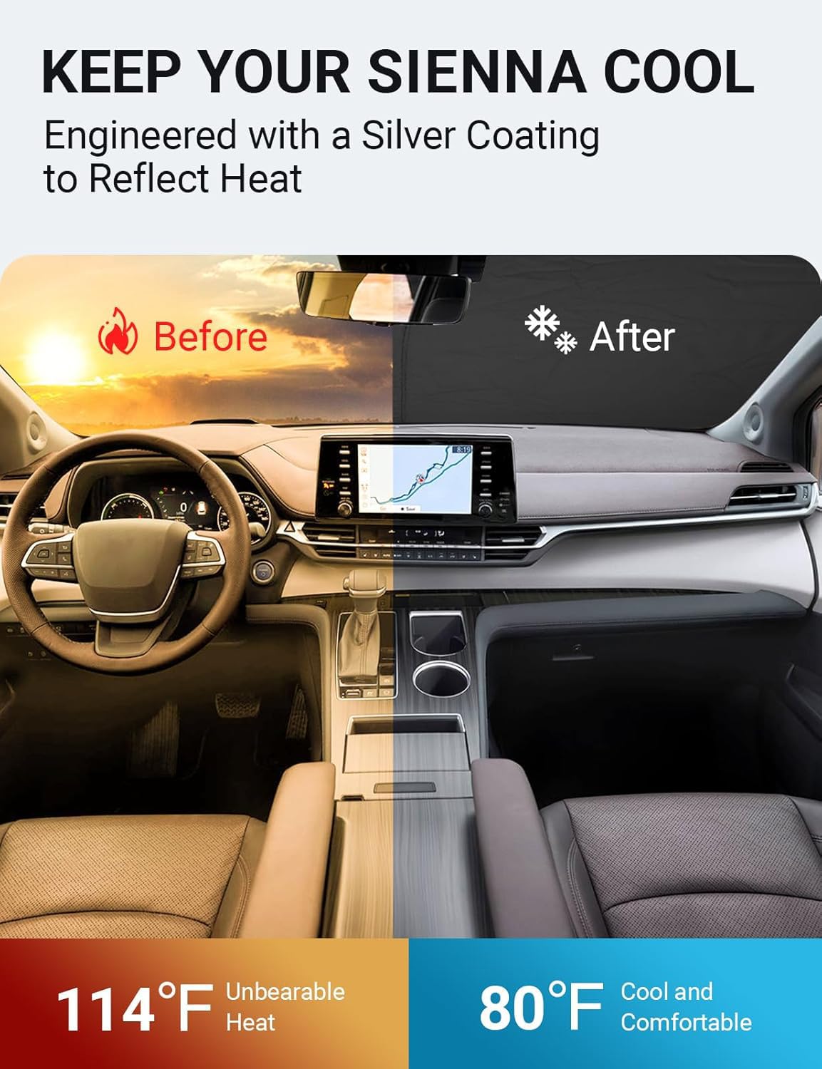 Proadsy reflective surface texture reflecting sunlight to reduce cabin heat