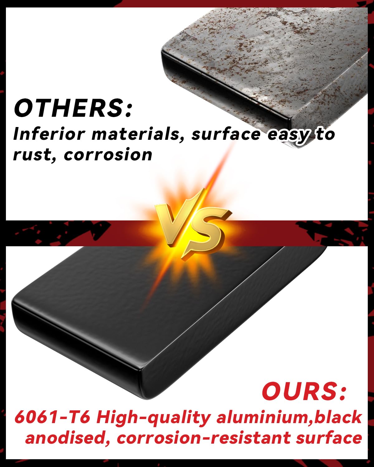 PROEZE black coated surface texture emphasizing scratch resistance and long-lasting finish