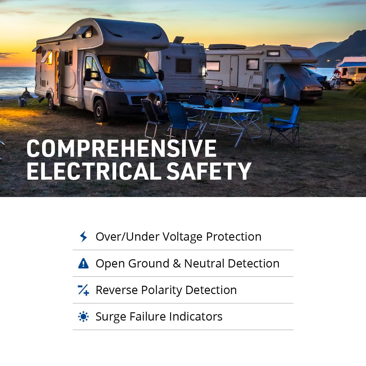 Progressive Industries EMS-HW50C installed on campground pedestal providing safe shore power