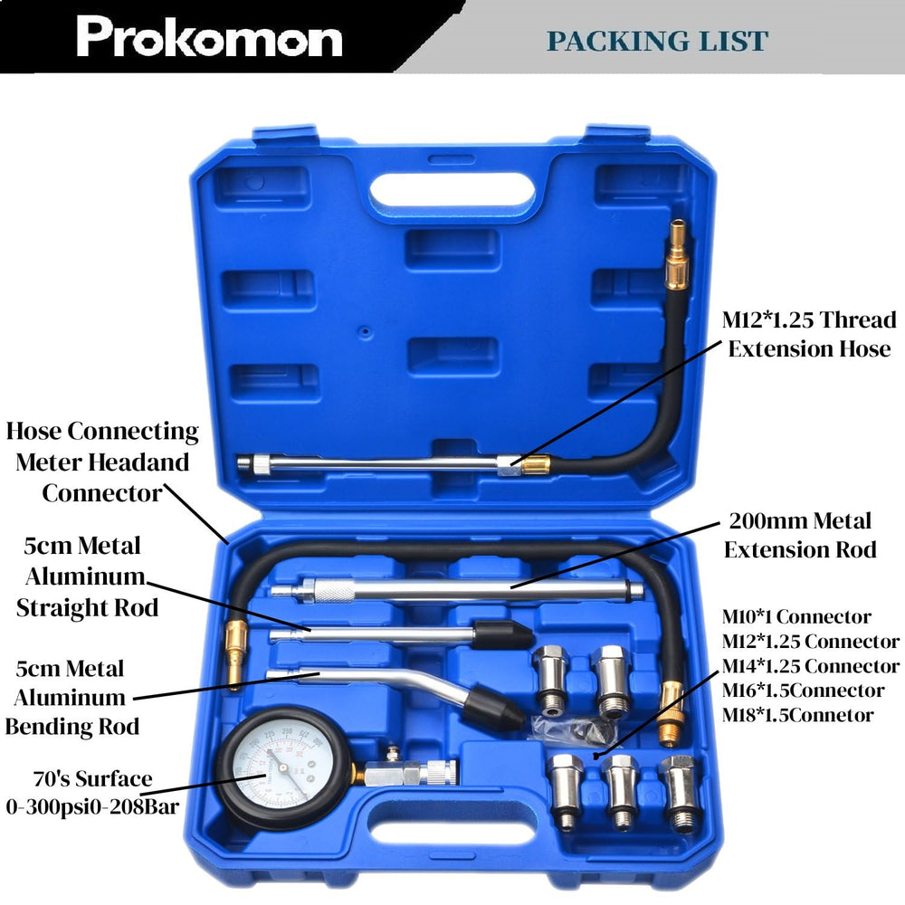 Prokomon dual-scale gauge closeup showing PSI and BAR for accurate measurements