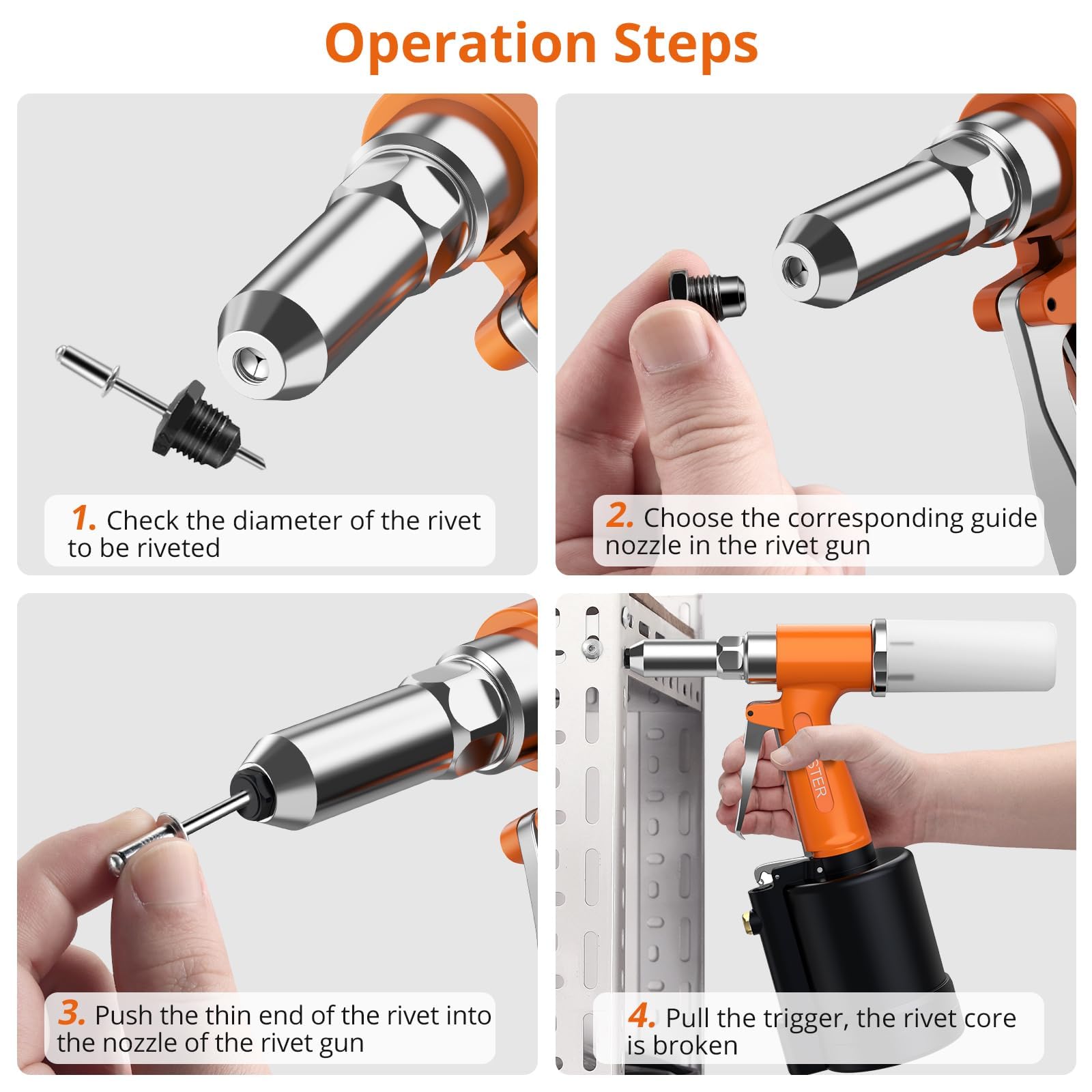 Proster 500-rivet assortment laid out to show ready supply for multiple jobs
