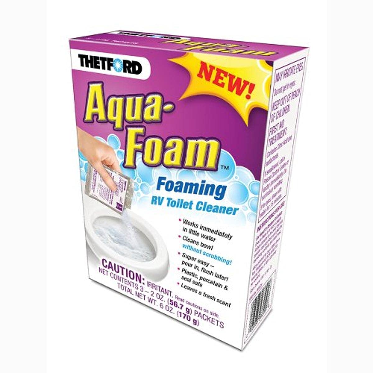 Protect All Thetford packet front view showing single-use sachet and easy-pour convenience