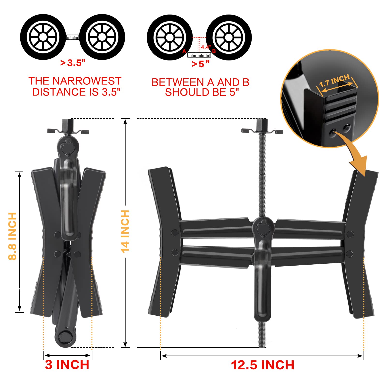 Proud Panda stabilizer installed between RV tires for secure parking