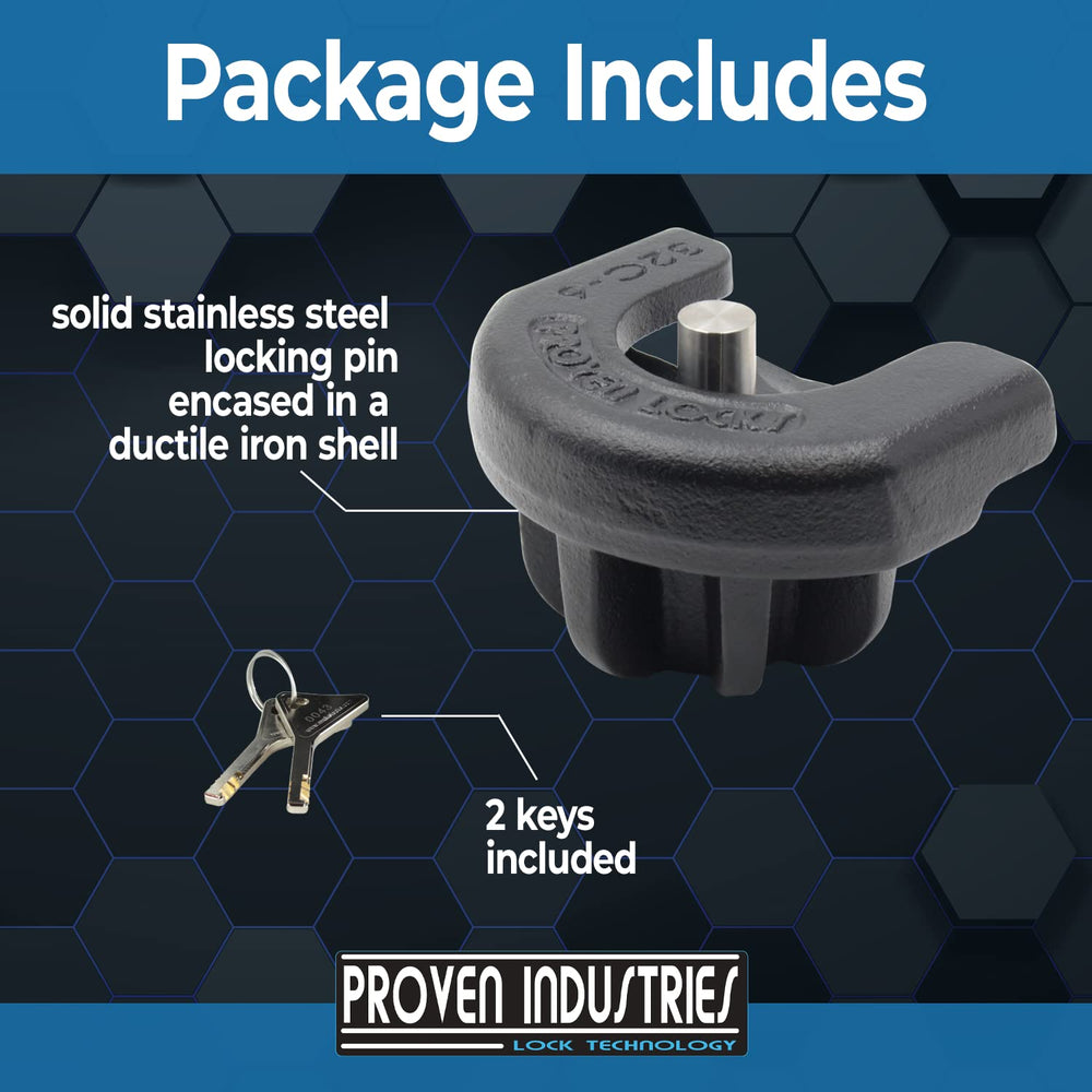 Proven Industries S175 mounted on a 2-inch trailer coupler demonstrating fit
