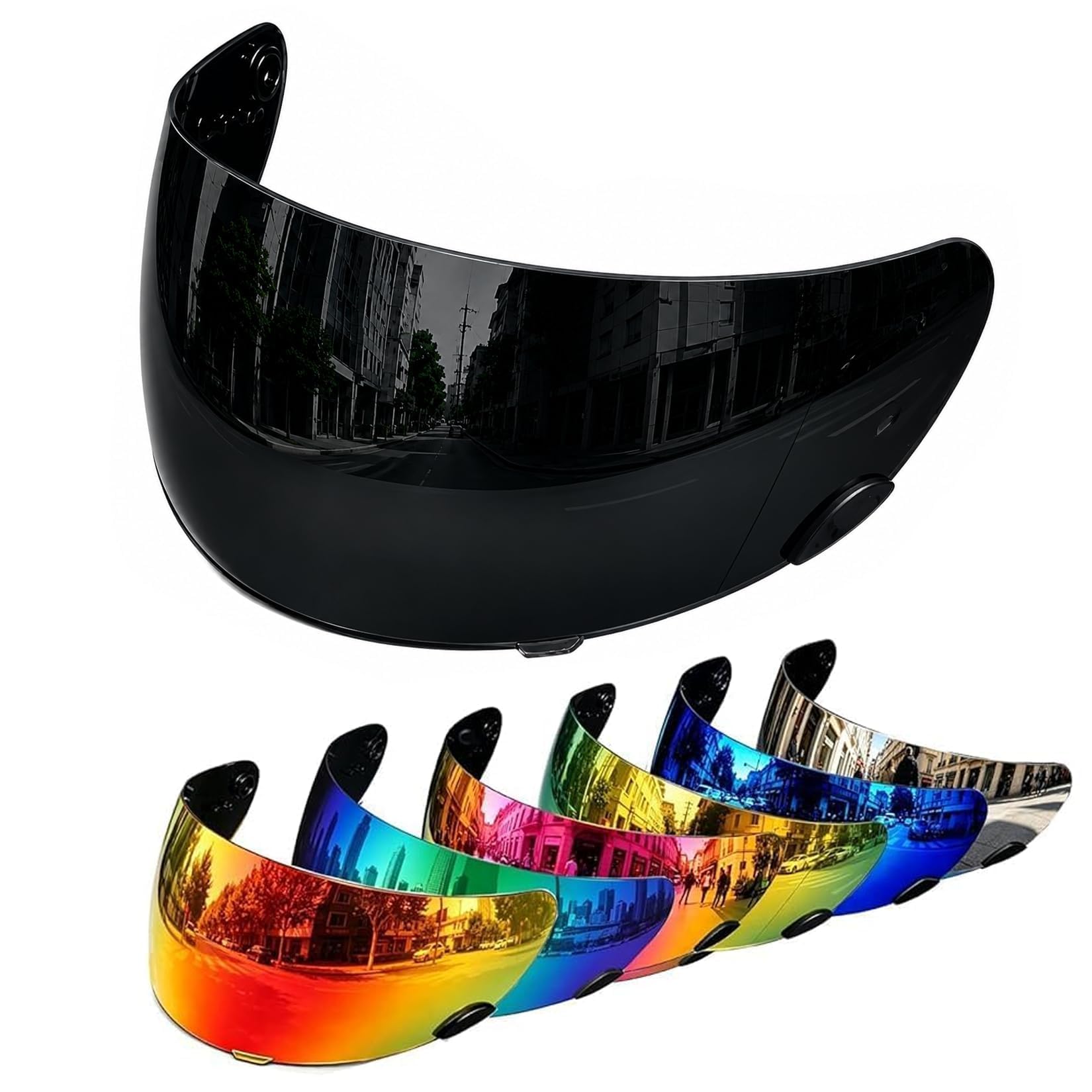 PSLER visor front view showing sleek black finish and clear fitment benefit