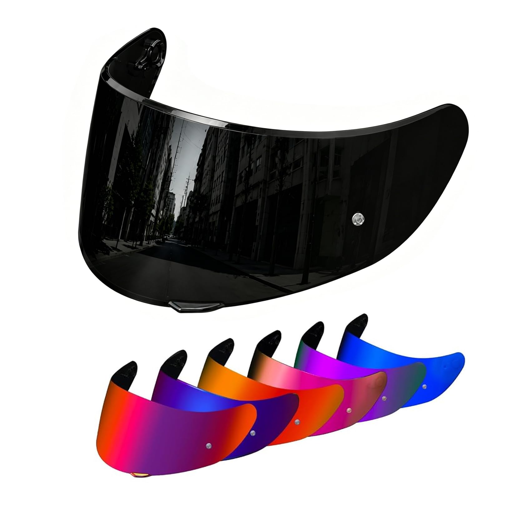 PSLER front view visor installed on helmet shows clear glare reduction