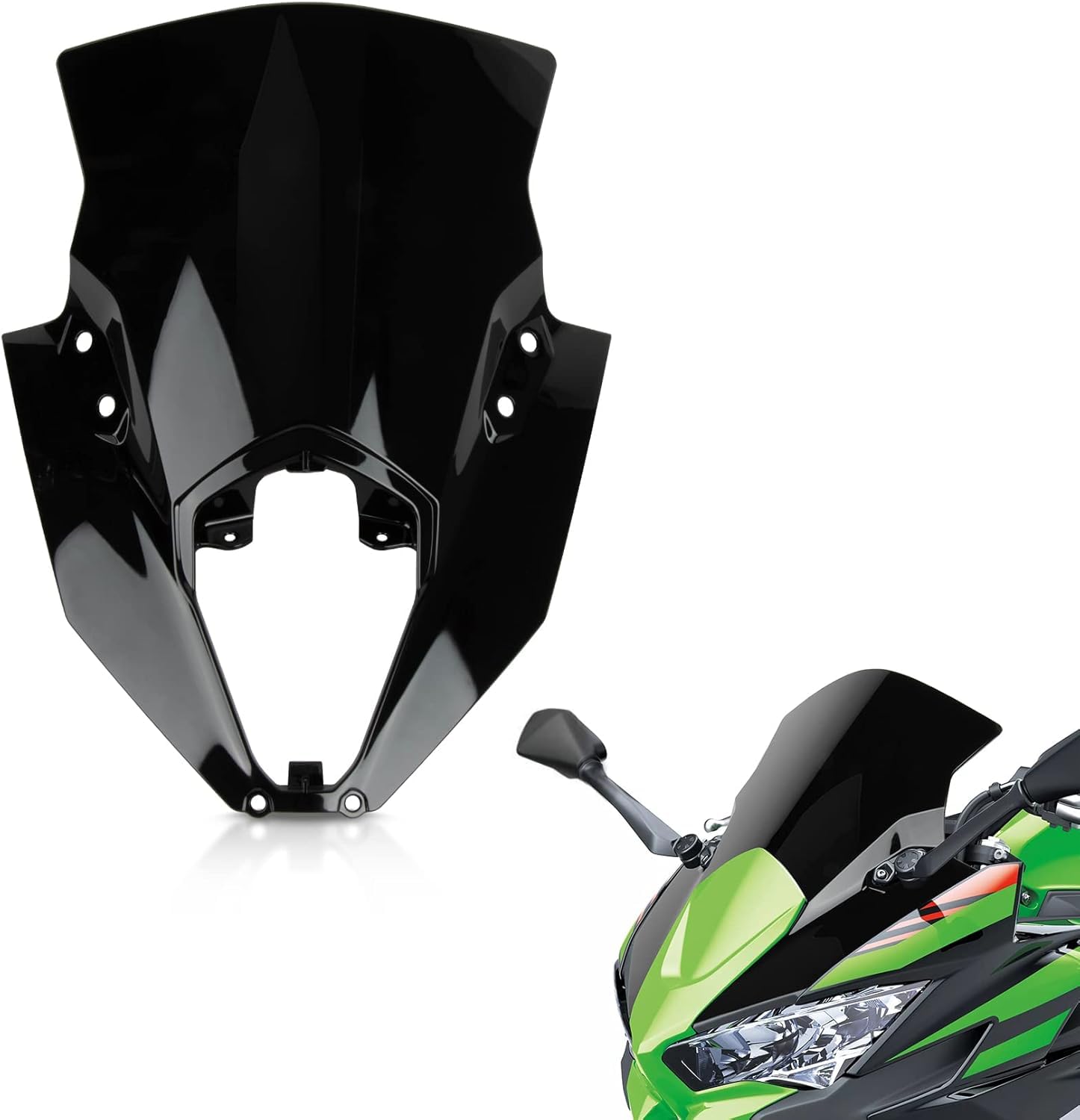 PSLER black windscreen front view showing fit and sport styling
