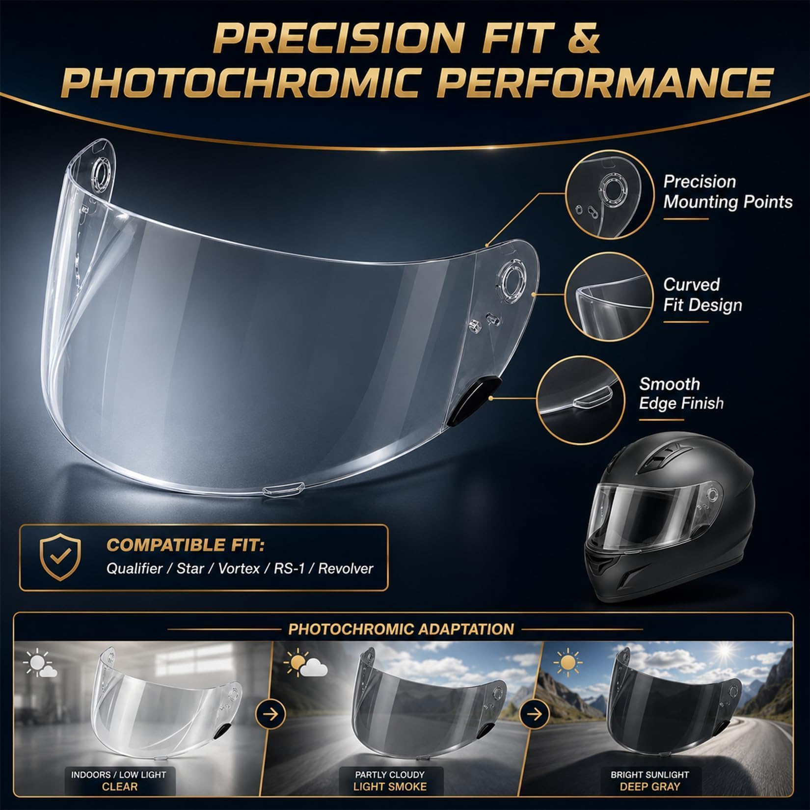 PSLER close-up of photochromic surface showing rapid tint response benefit