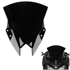 PSLER front-profile windscreen showing sleek black styling and improved wind deflection