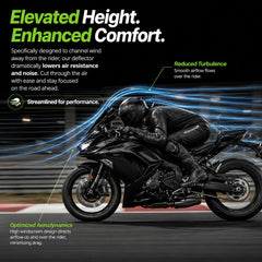 PSLER windscreen mounted on Ninja 650 ER6F demonstrating wind protection