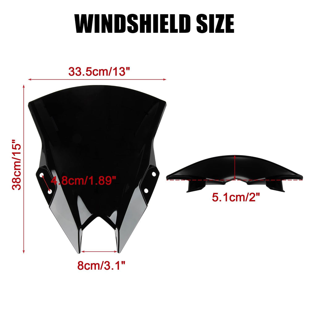 PSLER windscreen mounted on Ninja 500 demonstrating fitment and sporty appearance