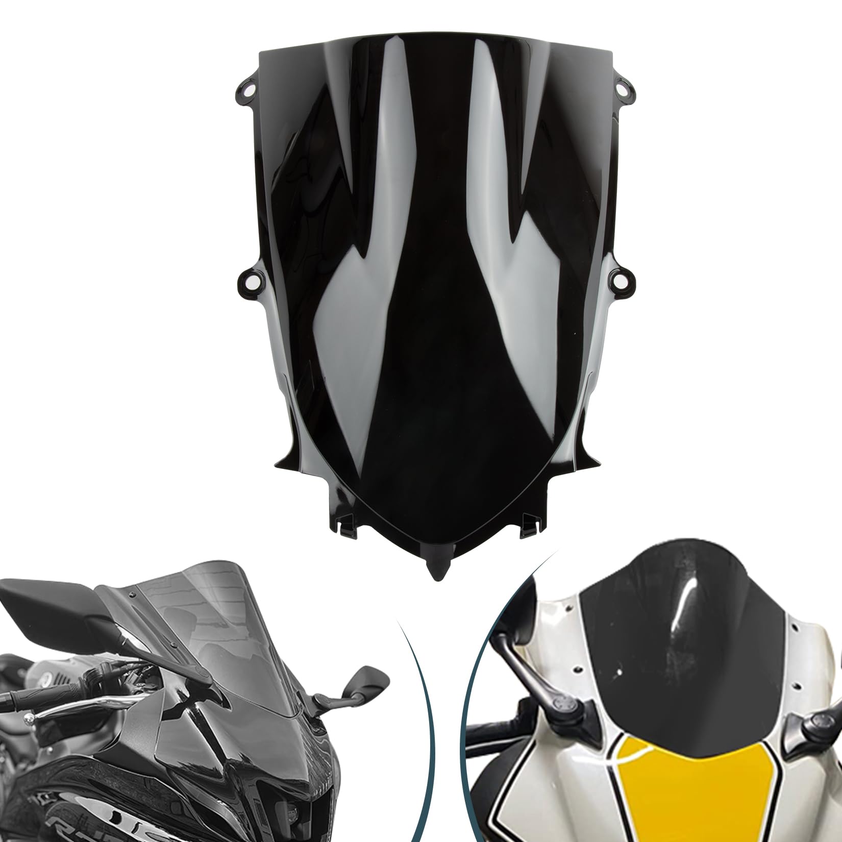 PSLER front view windshield fitted to Yamaha R6 showing improved airflow