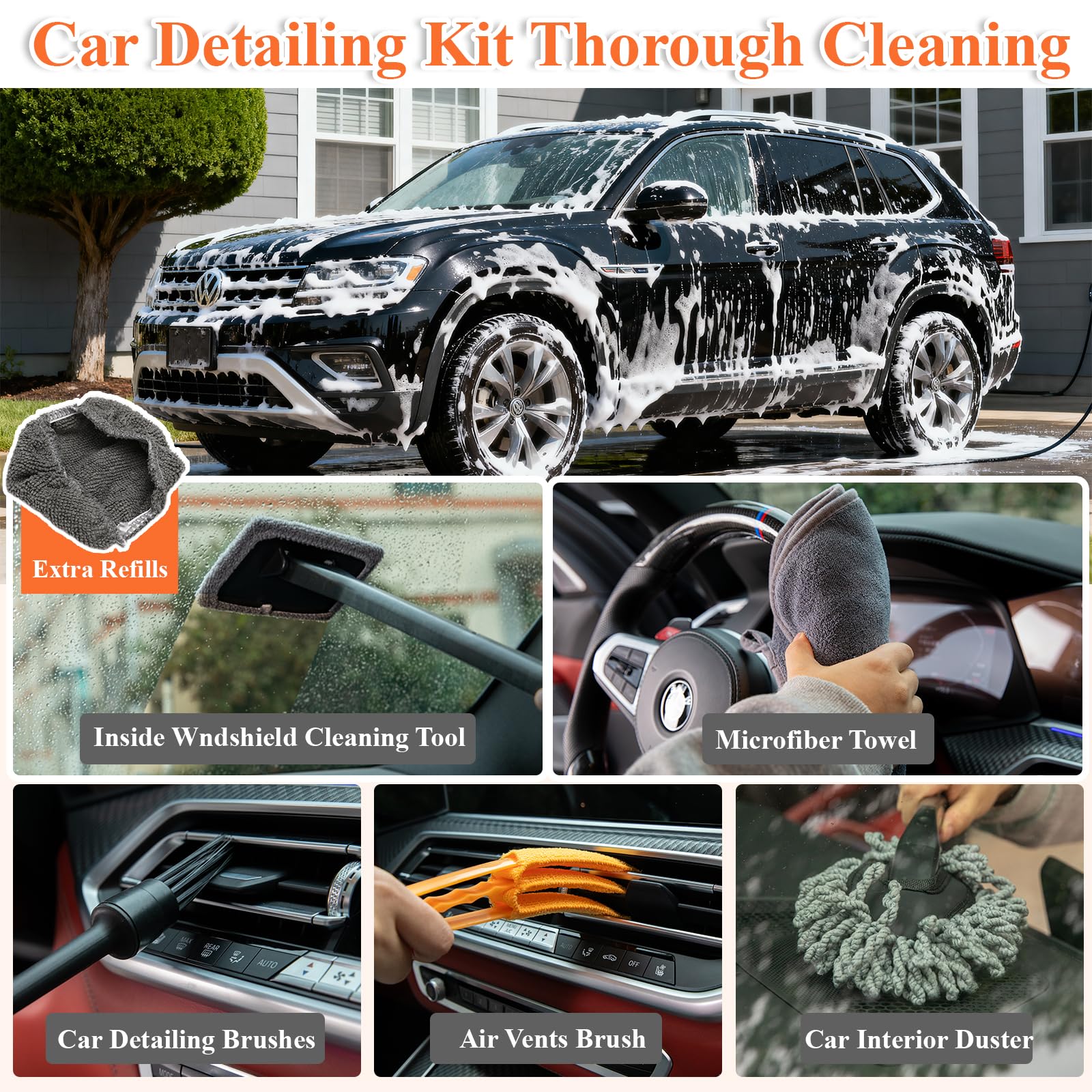 PuliKit wheel and tire brushes scrubbing rim grime for restored shine