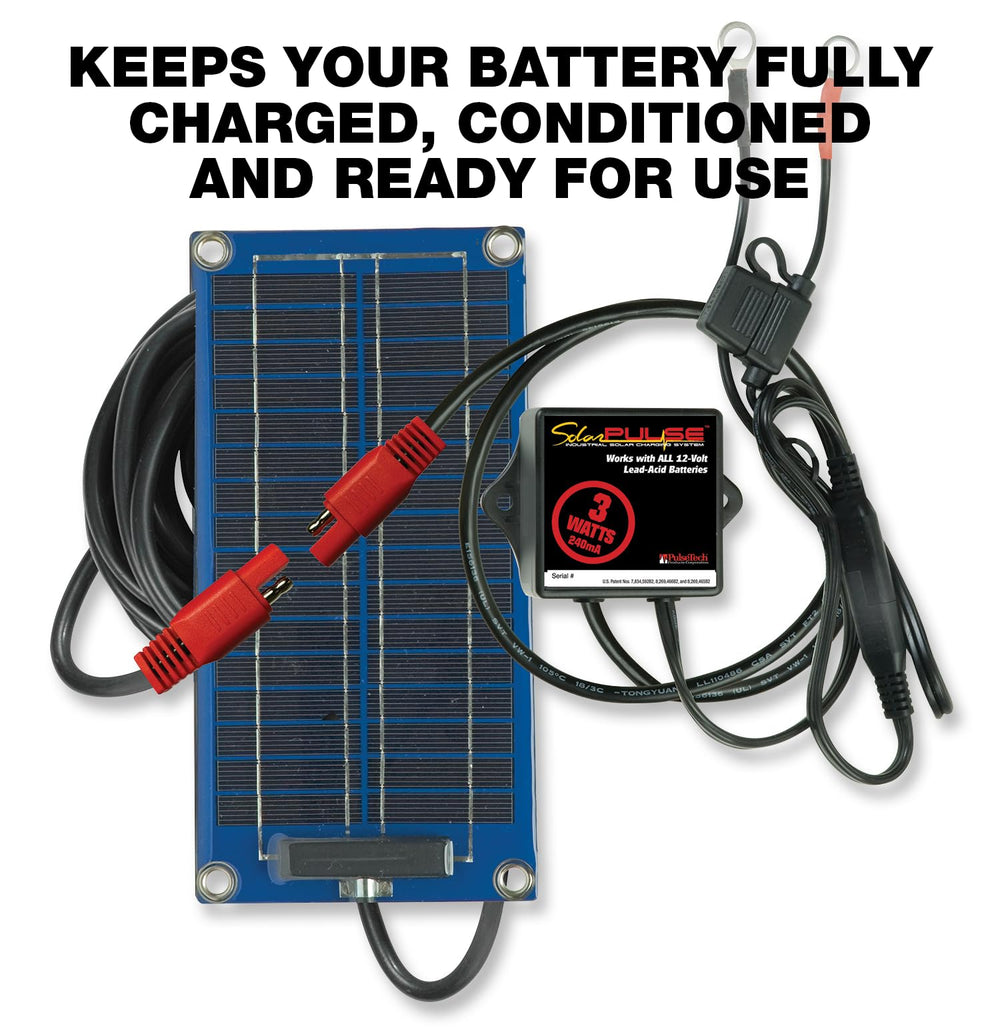 PulseTech SolarPulse mounted on vehicle fender illustrating low-profile fit and secure mounting