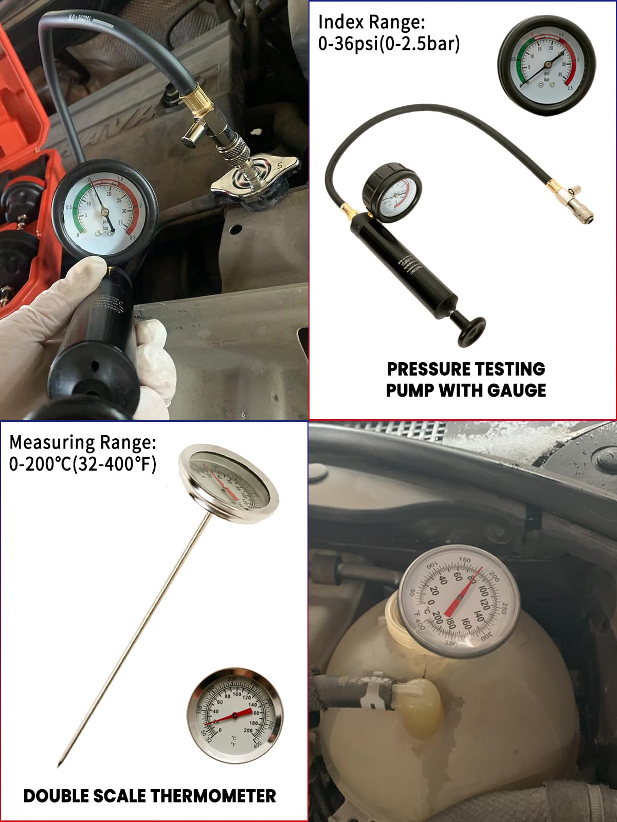 Punmew tool in use on a radiator neck showing precise testing benefit