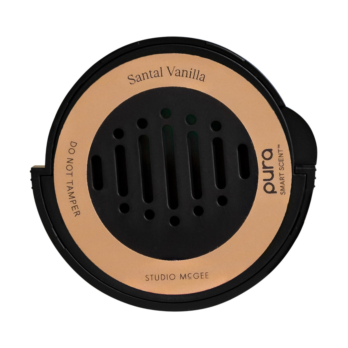 Pura front packaging showing Santal Vanilla and easy install benefit