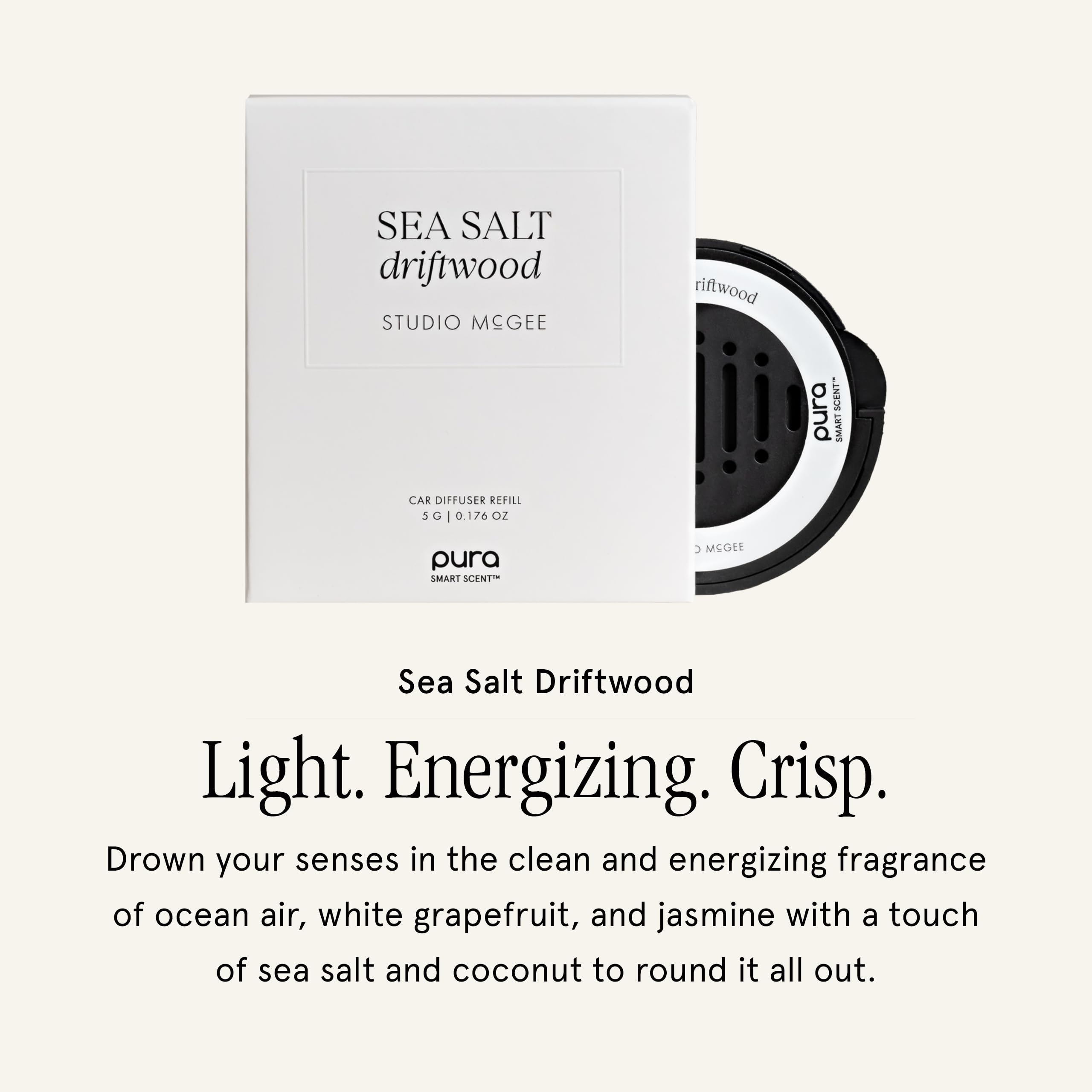 Pura Sea Salt Driftwood cartridge close-up highlighting easy installation benefit