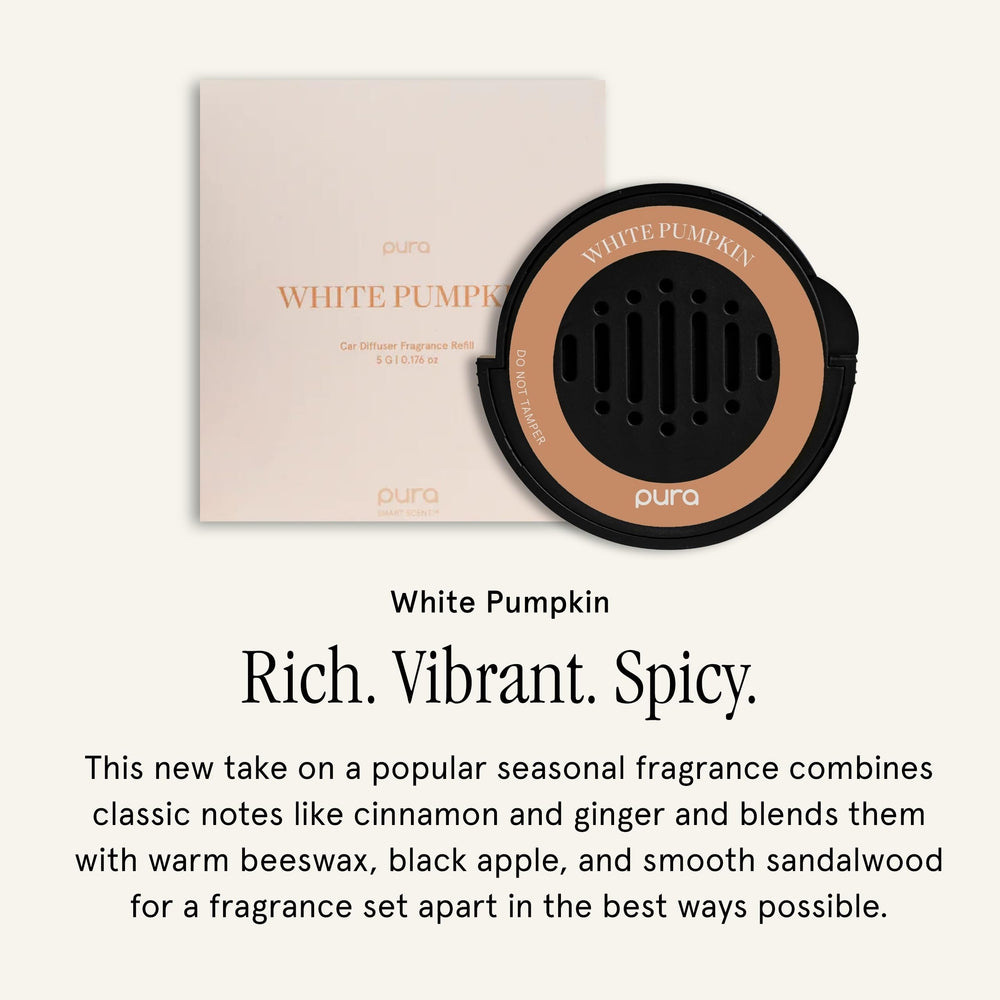 Pura White Pumpkin cartridge close-up highlighting easy swap benefit