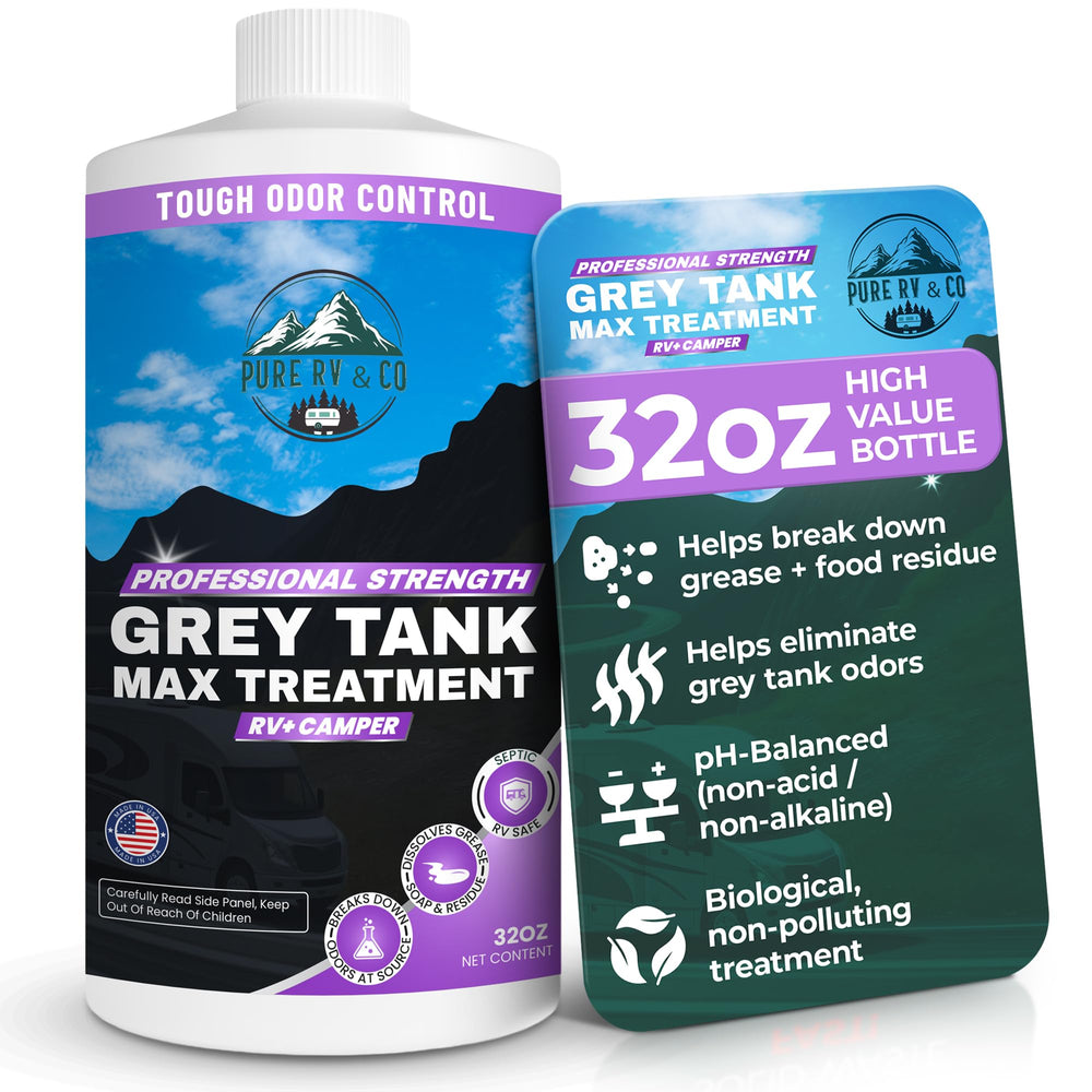 Pure RV front label showing product benefits and citrus scent