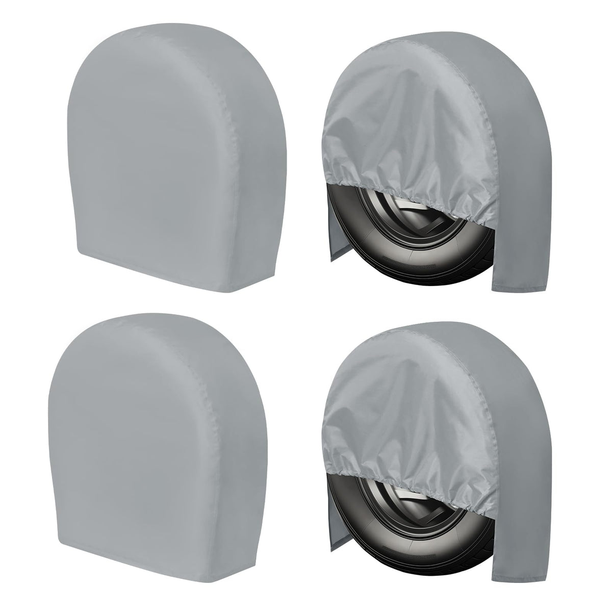 PureFit front view of gray tire covers showing full set and neat fit