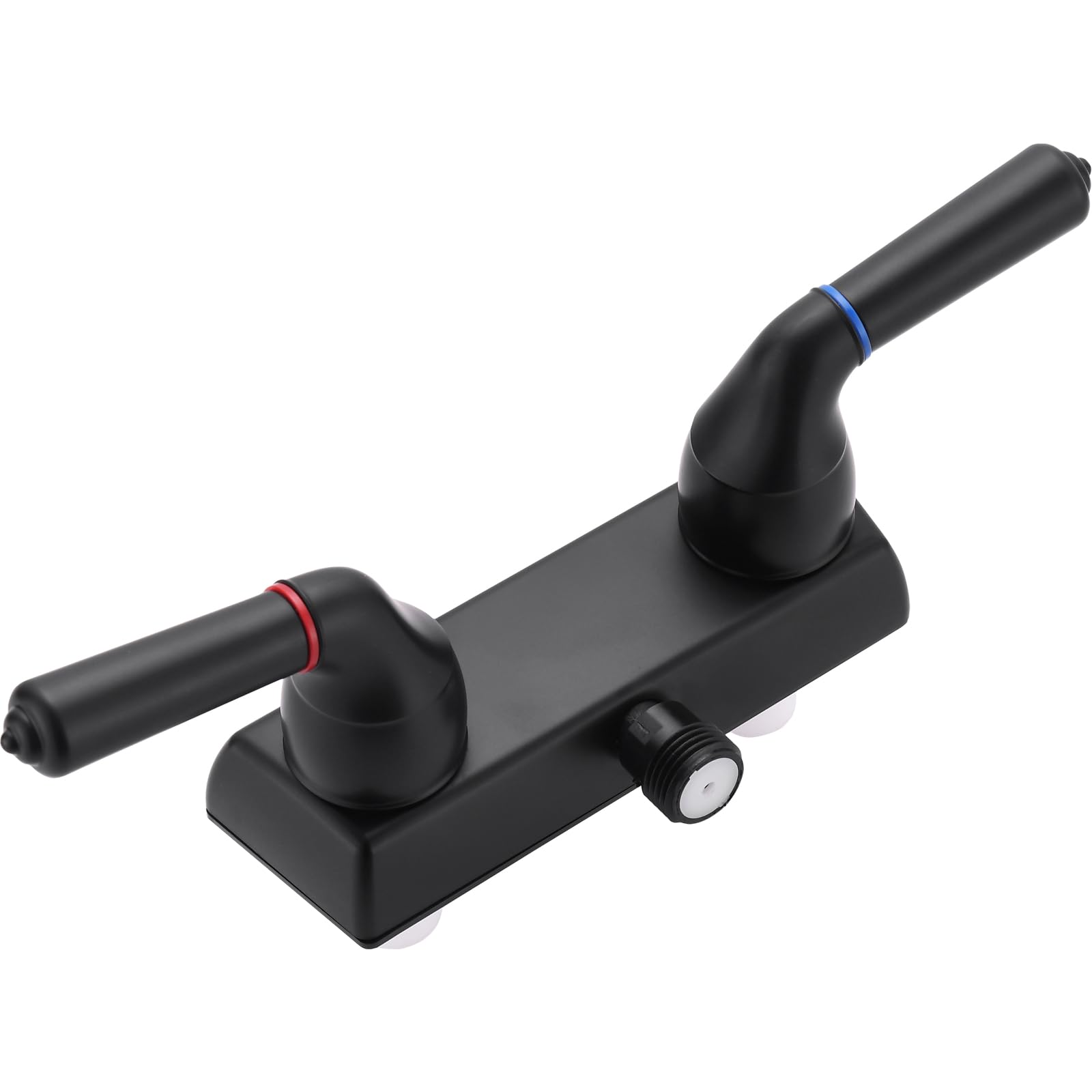 PureHaven front view of black camper shower faucet showing sleek profile and space-saving design