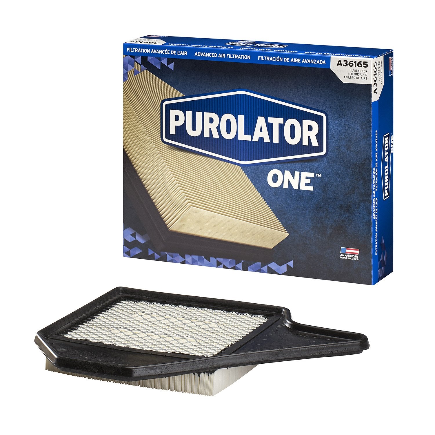Purolator front packaging showing filter and clear model label for correct fit
