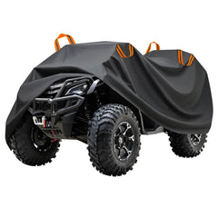 Puroma front view of full ATV cover protecting vehicle and blocking weather