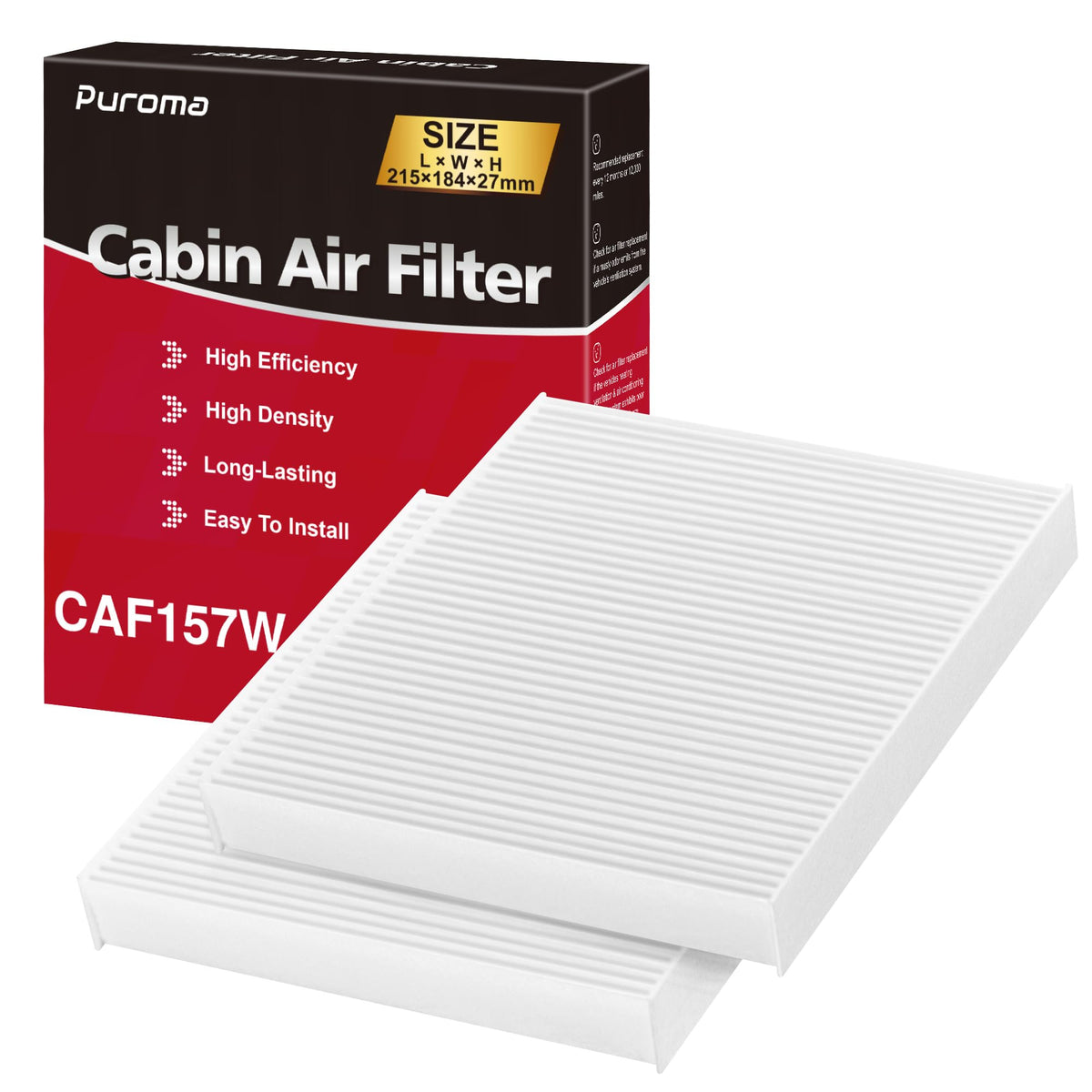 Puroma front packaging showing model CP157 CF12157 and fit details for easy selection