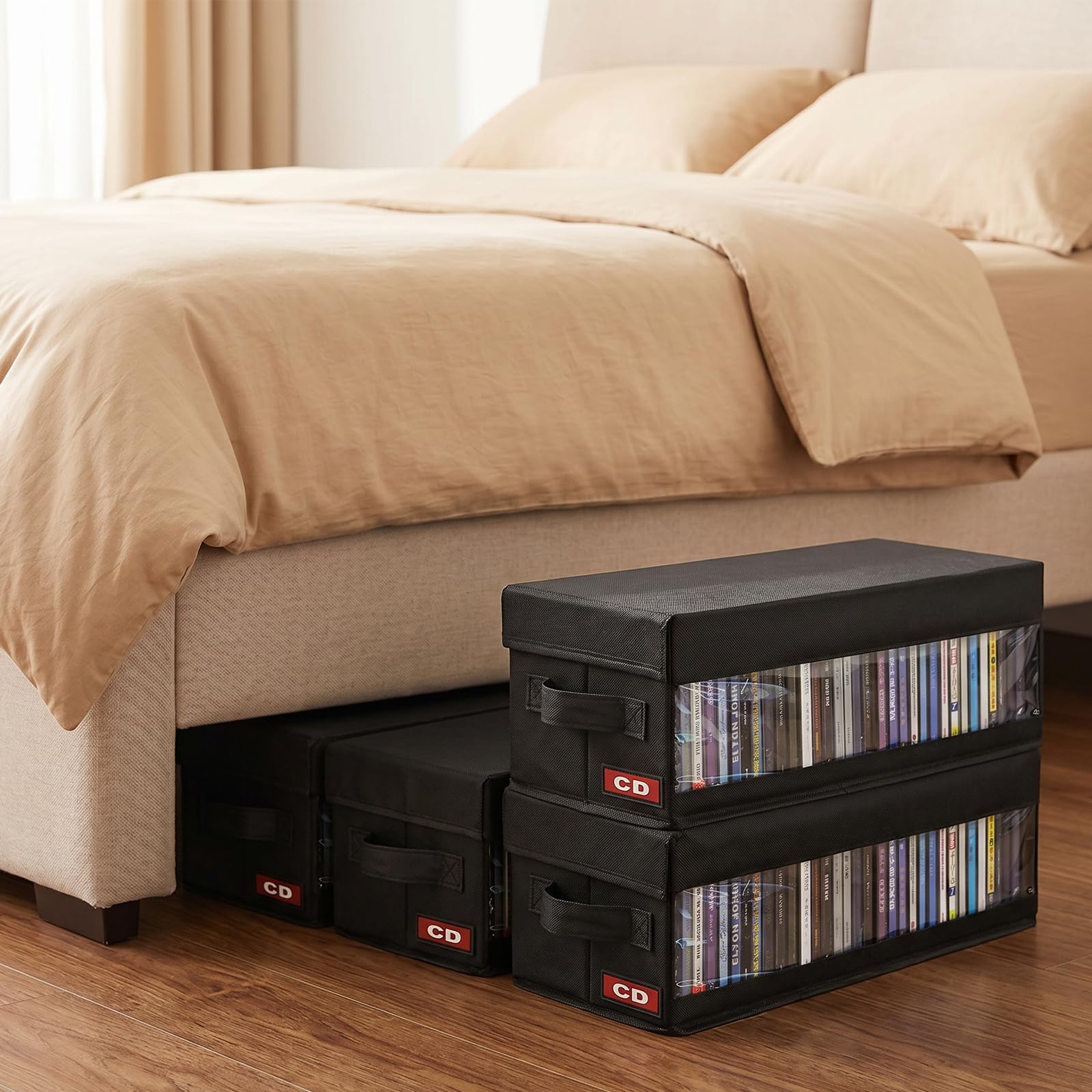 PUTNATRUE stacked boxes in a closet saving shelf space and staying organized