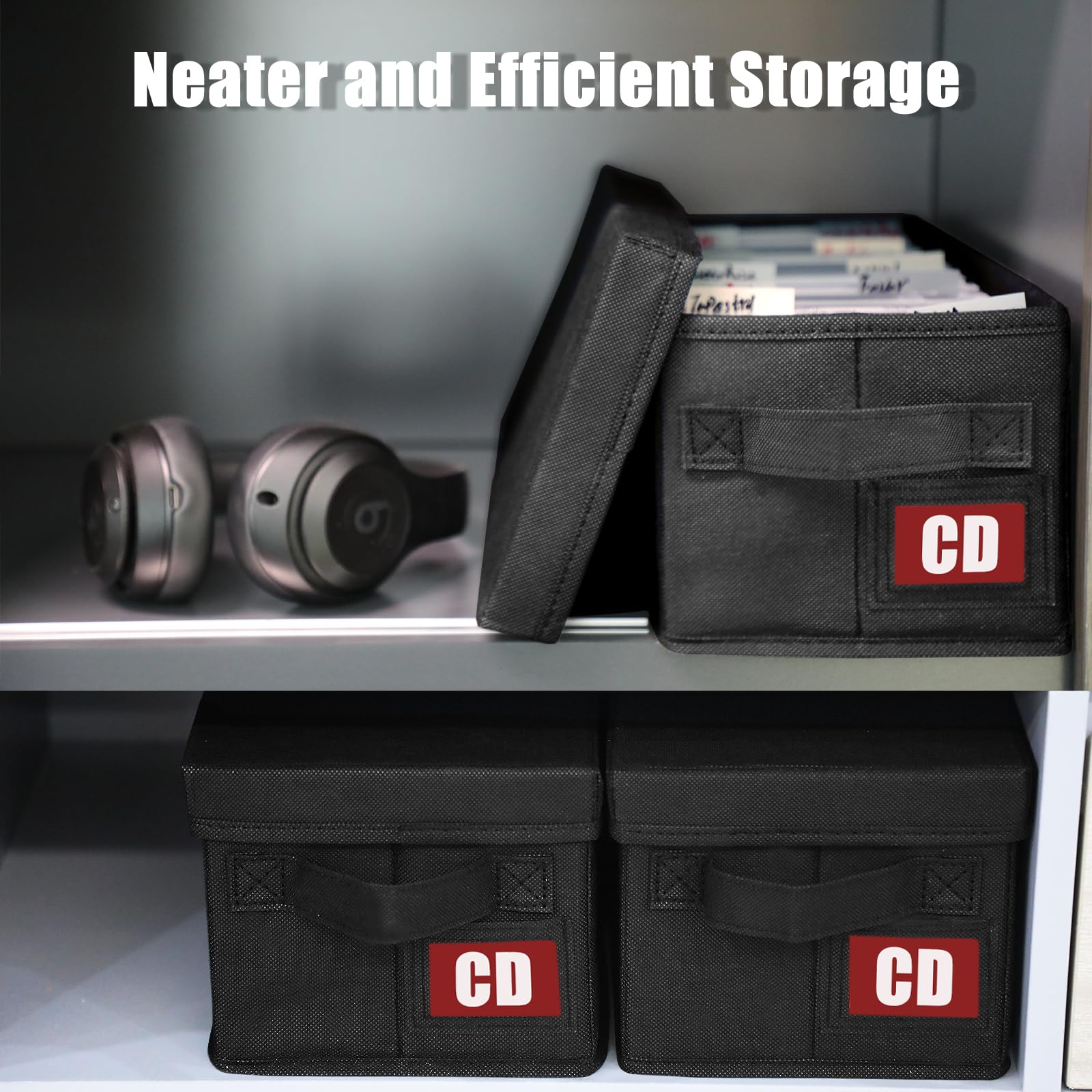 PUTNATRUE stacked boxes on shelf demonstrating space-saving stability