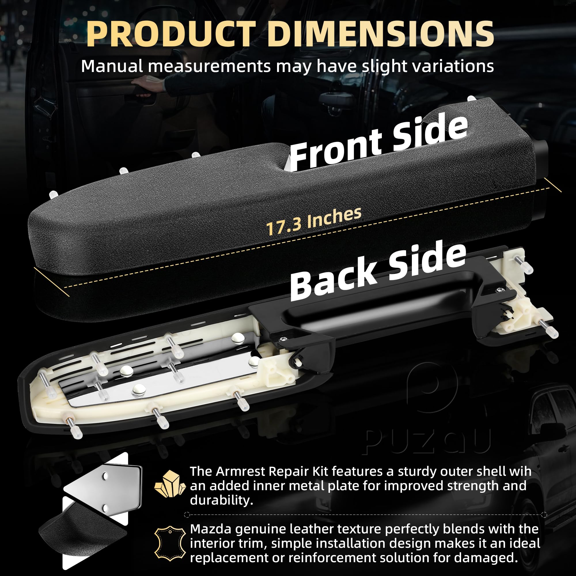 Puzau armrest in truck interior showing upgraded appearance and comfort