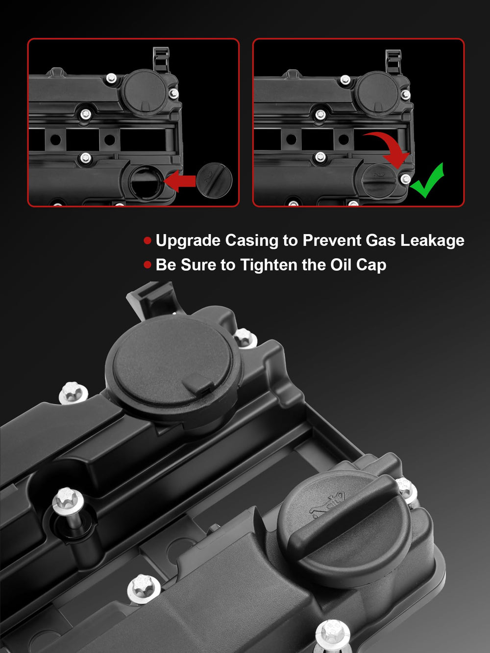 PYHAUTO valve cover gasket seats closeup illustrating secure sealing benefit