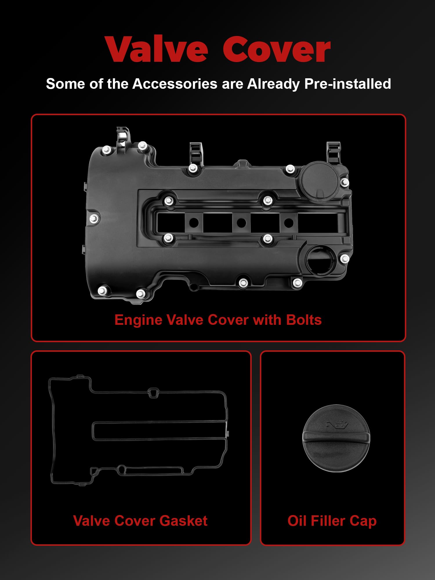 PYHAUTO valve cover oil cap mounting area showing correct alignment benefit