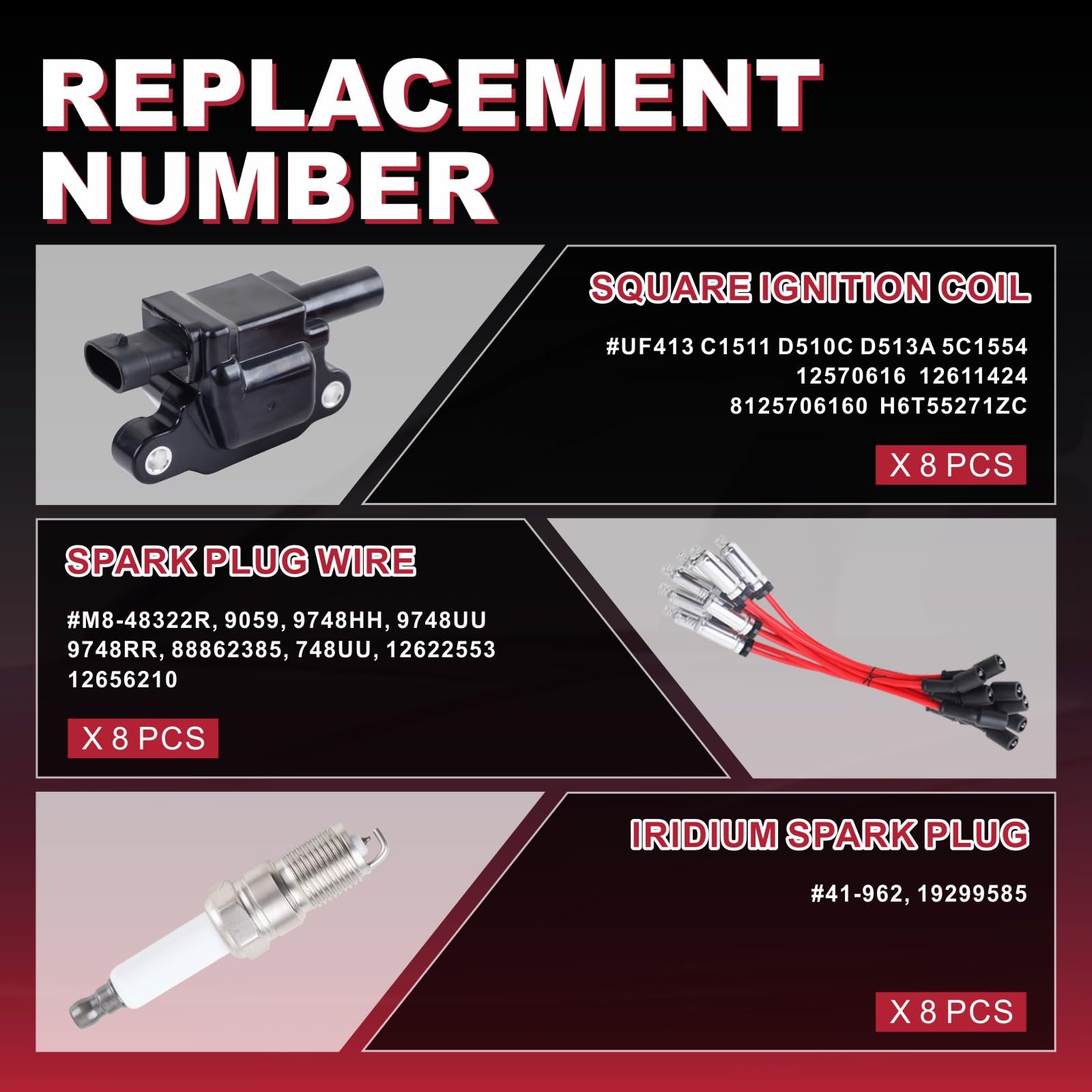 Pynccid full eight-coil kit laid out for complete ignition system replacement