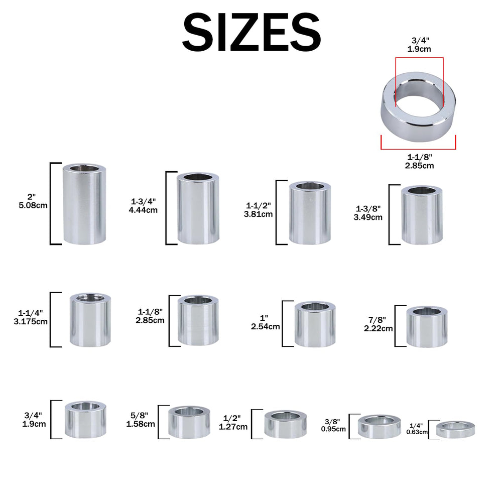 Qagea spacers beside ruler for scale showing exact sizing benefit for fitment