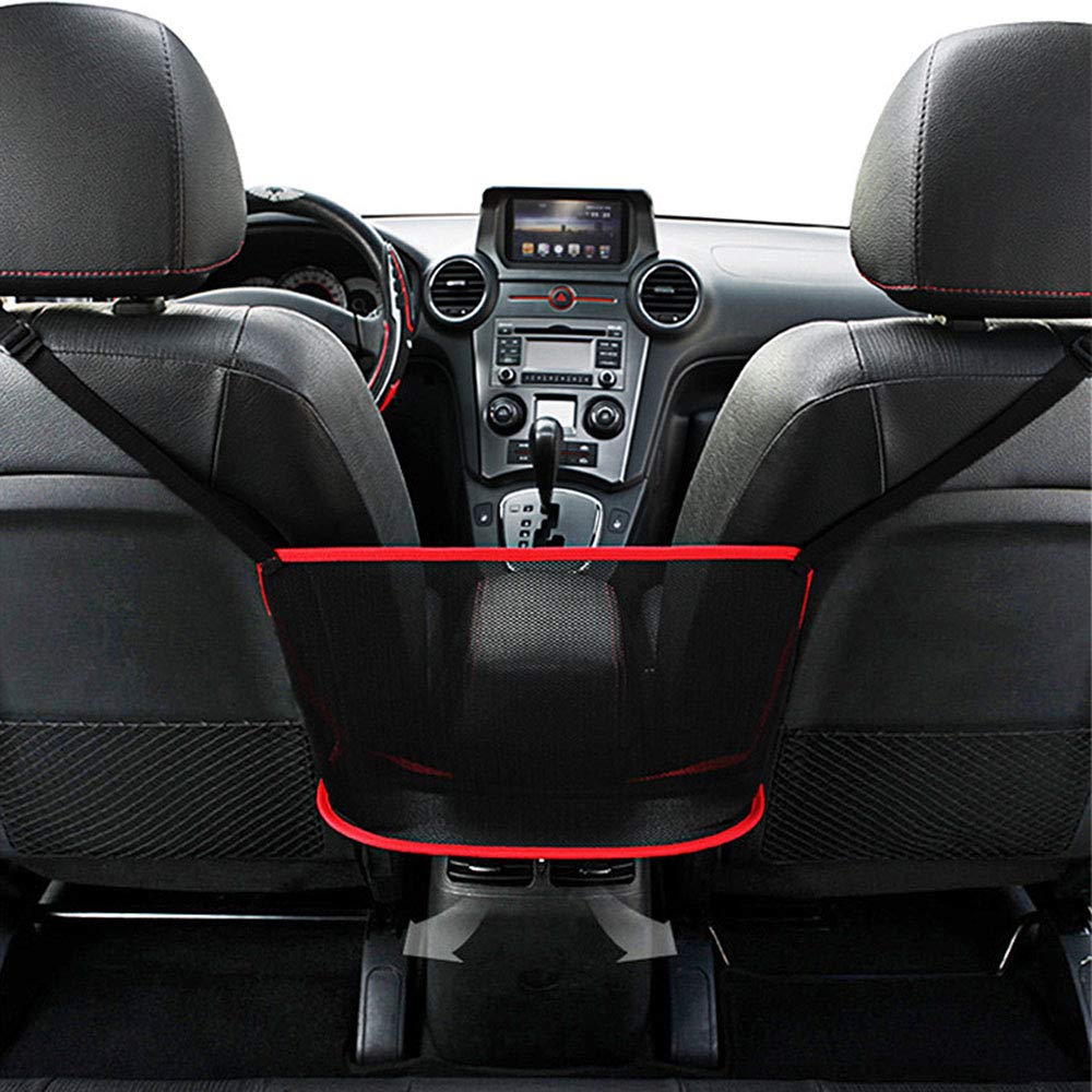 QBUC front view installed between seats showing secure purse storage and convenience