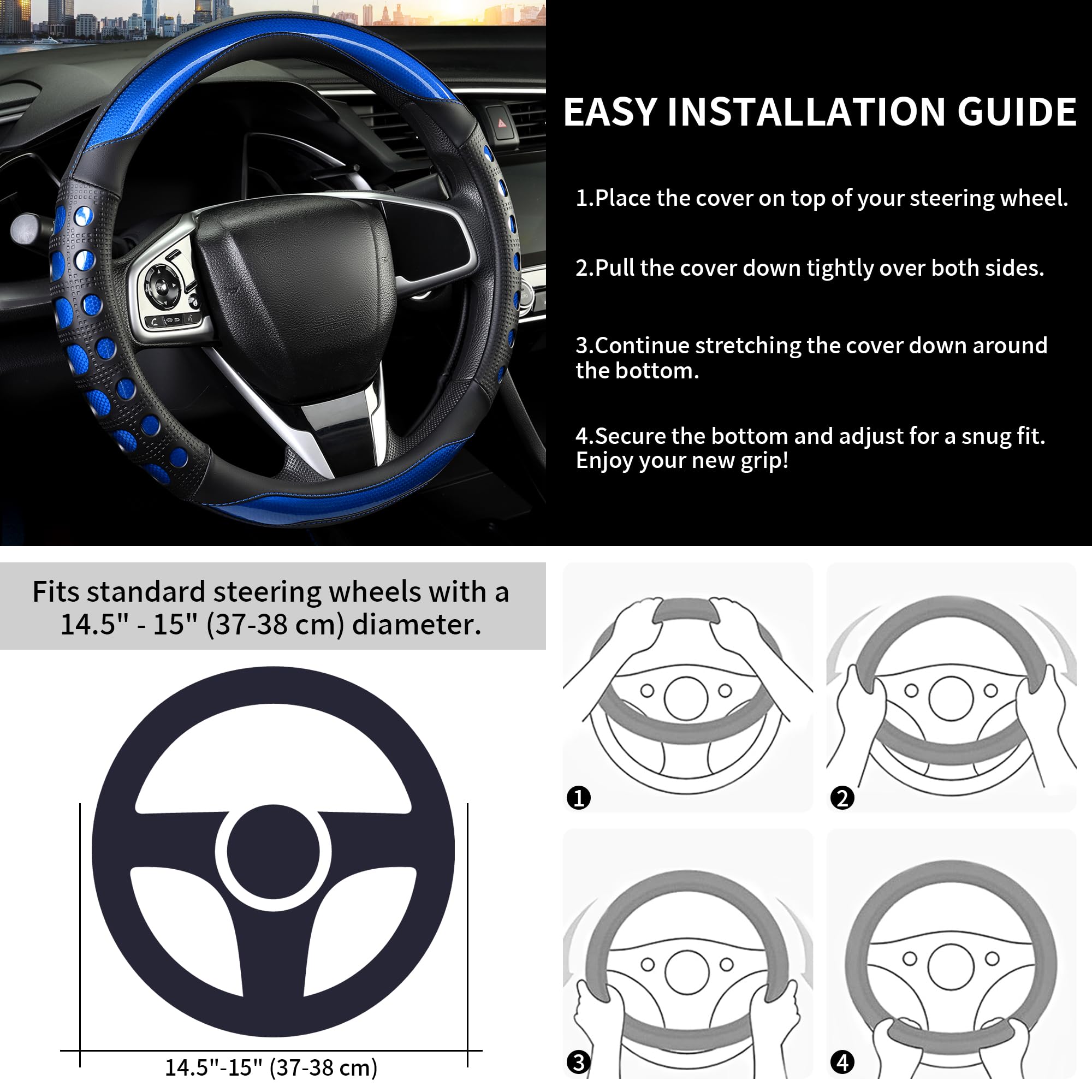 QCYP installed in car interior showing blue accents that refresh cabin style benefit