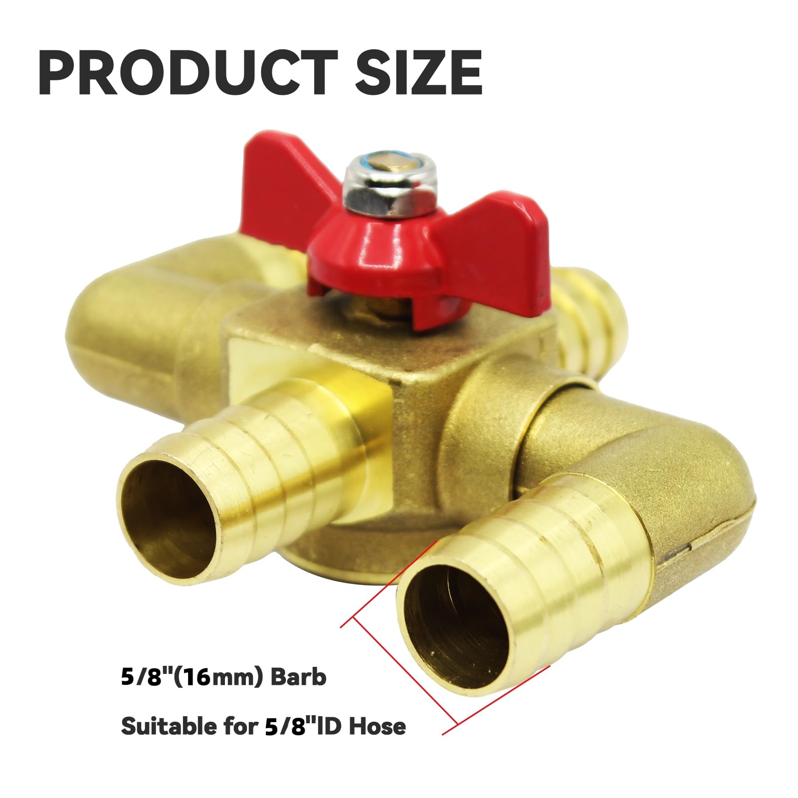 QEWHDJQ valve beside ruler showing 16mm port size for correct fit benefit