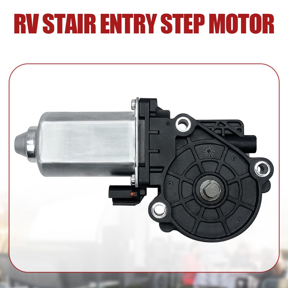 QFISH motor installed at RV entry with step extended showing safer access benefit
